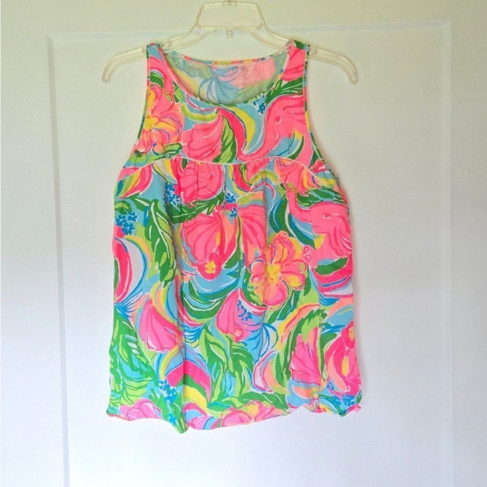 Lilly Pulitzer Pink Elephant Design Flutter Top, Size S? SEE Description!